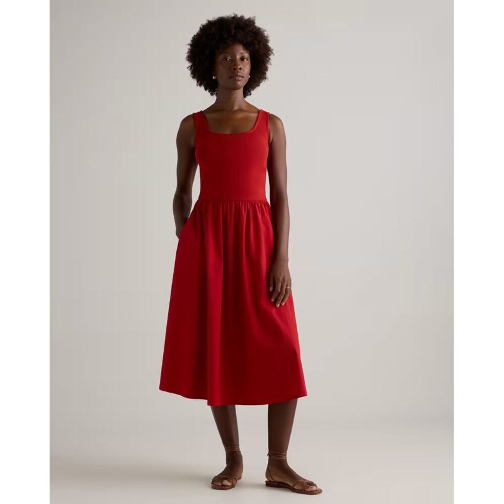 Quince Red Sleeveless Midi Dress
